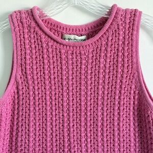 VTG Chunky Cable Knit Sweater Vest‎ Womens L soft Cotton Twee Tennis